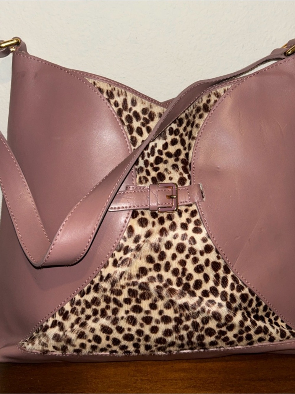 Furla Dusty Pink Leather & Calf Hair Shoulder Bag W/COA - Picture 3 of 10